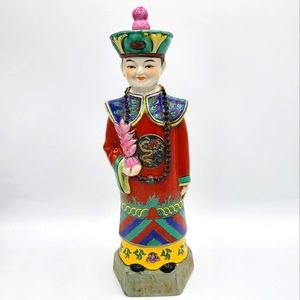Chinese Emperor 14" Statue Vintage
